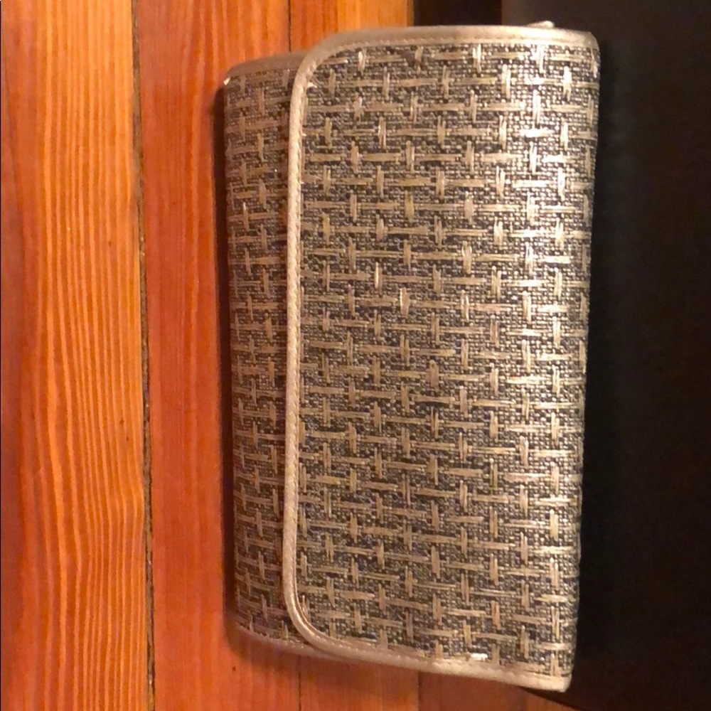 Large gold/black metallic clutch